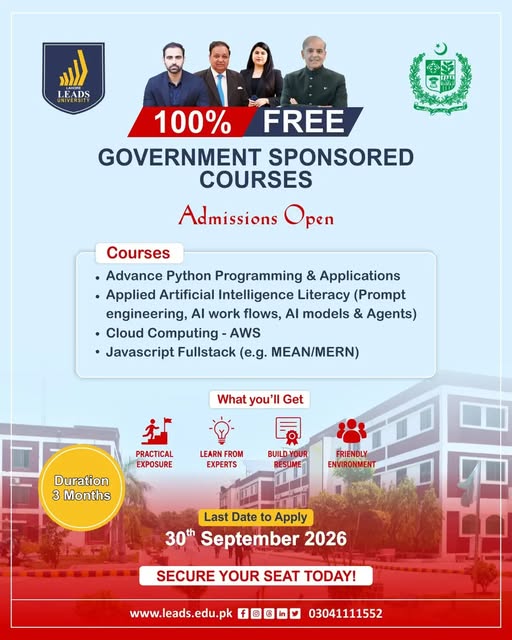 Empowering Futures Through Free Government-Sponsored Skills at Lahore Leads University